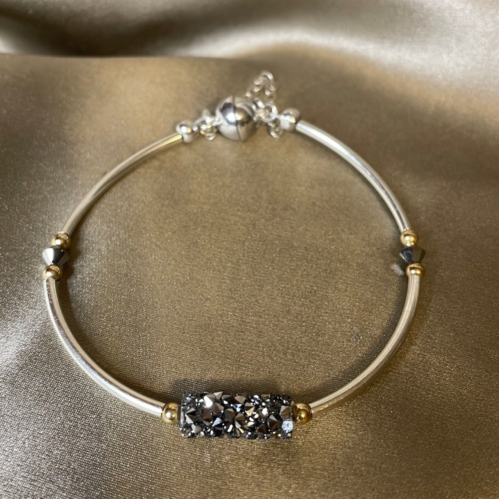 Designer Sterling Swarovski Crystal Flex Bangle Magnetic Clasp!
